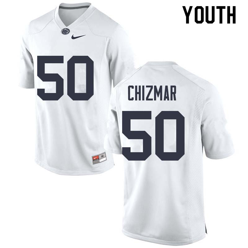 Youth #50 Max Chizmar Penn State Nittany Lions College Football Jerseys Sale-White - Click Image to Close